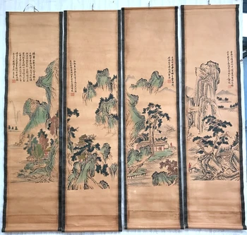 Kinija kaligrafijos, Tapybos Slenka senas Kinų Tapybos SURASKITE KETURIŲ EKRANO Tapyba