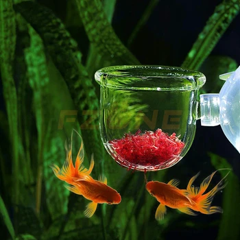 Akvariumas Stiklinis Kūgis Finansuojančiojo Raudonos Širdys Žuvų Bakas Augalų Krevečių Finansuojančiojo Punch Taurės Siūlės Kristalų Žuvų Šėrimo Puodelis su Įsiurbimo