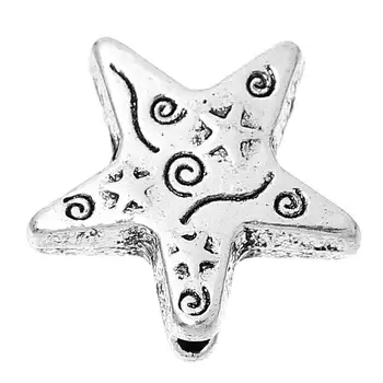 DoreenBeads Tarpiklis Karoliukai Žvaigždutės, Sidabro Spalvos Spiralės Modelio, Apie tai, kaip 14mm(4/8