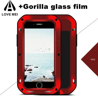 Gorilla Glass Love Mei Atveju iphone 8 7 6 6s Plus Metalo Šarvai Vandeniui Atveju iphone XS X XR Aliuminio, atsparus smūgiams Dangtis