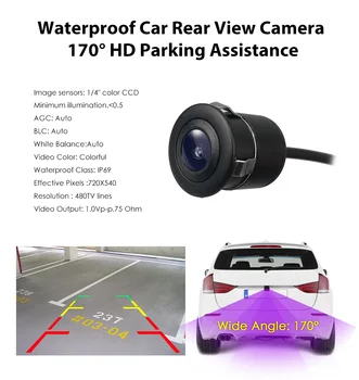 Universalus 170 laipsnių CCD Pakavimo Pagalbos Naktinio Matymo Automobilių Stovėjimo Atvirkštinio vaizdo Kameros Vandeniui suderinama visiems automobiliams