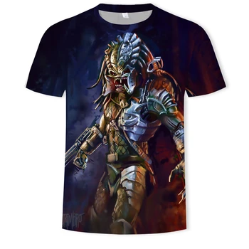 Predator 3D spausdinimo mados, vyrai ir moterys, poros trumparankoviai marškinėliai minkštos medžiagos lauko atsitiktinis palaidų vyriški T-shirt