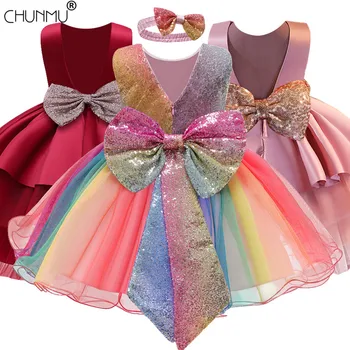 Kūdikiui Baby Girl Dress Nėrinių Tiulio Krikšto Suknelės Mergaitėms 1-os Metų Gimtadienio Duobute Appliqued Šalis Vestuvių Kūdikių Drabužiai.