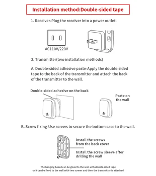 CACAZI Namų Belaidžio savaeigis Doorbell Vandeniui Ne Baterija JAV, ES, UK Plug Protingas Belaidžius Doorbell 1 Mygtukas 6 imtuvas