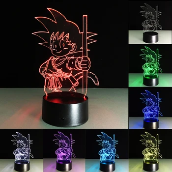 Naujovė Anime 3D iliuziją, kad Naktį Šviesa 7 Spalvų LED Šviesos USB Akrilo Stalo Lempa Naktiniai Apdailos Lempos Vaikas Dovana