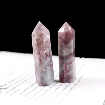 Runyangshi Gamtos slyvų žiedų turmalinas pavyzdys mineralinių Kvarco Kristalo Akmens Taško Gydymo Šešiakampe Lazdelė Gydymo Akmuo