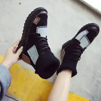 Burnos batai, vaikų minkštųjų soled moterų korėjos versija, vilnoniai bateliai 2019 žiemos naujos kojinės, batai, laisvalaikio Moterų