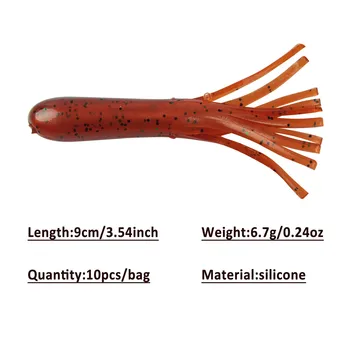 30pcs minkšto silikono crappie žvejybos masalas, 9cm 6.7 g minkšto vamzdžio Texas platformoms masalas sijonai grub worm masalas bass fishing