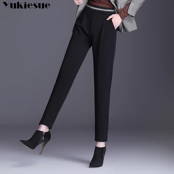 Korėjos Žiemą storas vilnos haremo Kelnės moterims Nauji Aukštos Juosmens Storio Haremo Kelnės Laisvalaikio Kelnės Moteriška Rudens Pants Plus Size