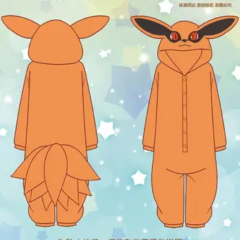 Naruto Pižama Kyuubi Kitsune Kurama Cosplay Kostiumai, Nighty Akatsuki Naktį Drabužius Animacinių Filmų Anime Jumpsuits