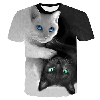 Off Balta Katė T-shirt mergaitės Berniukai 3D Pasisekė Katė Print T shirt vaikų Vasaros trumpomis rankovėmis, Anime Harajuku Merginos Viršūnes Tees Lašas Laivas