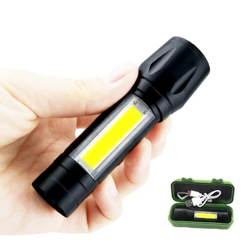 Nešiojamų Mini Kolonėlė Zoom COB LED 3 Režimo Vandeniui Žibintuvėlis Įkraunamas Kišeninis Žibintuvėlis