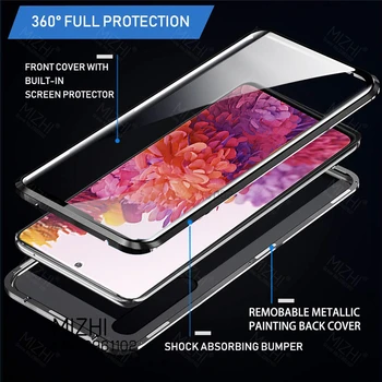 360 Dvipusis Stiklo Atveju, Samsung Galaxy S20 FE Magnetinės Metalo Galinio Dangtelio Samsung S 20 FE S20FE telefono Coque Fundas