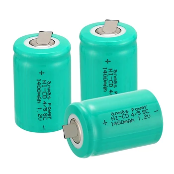 1400mAh NICD 1.2 V Baterija 1.2 v skaičius 4/5 SC Sub C Ni-CD Ni-CD Baterijos, Akumuliatoriai Tab 36g Žalioji 33mm x 22mm