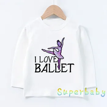 Vaikus aš Myliu, Baleto Šokių Mergaitė, Print T shirt Baby Girls Cartoon Juokinga Viršūnės Vaikai Long Sleeve T-shirt,LKP5191