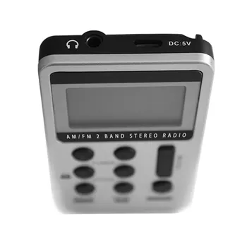 KARŠTO 1pc Nešiojamų DC 5V Mini Pocket Dvi Juostos Radijas FM/AM Skaitmeninis Imtuvas Su Ausines USB Laidas