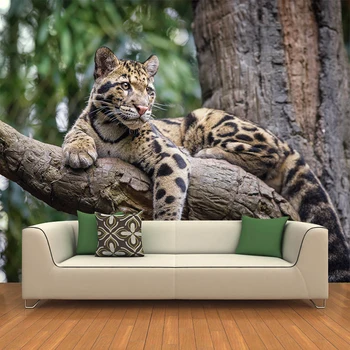 Užsakymą bet kokio dydžio sienos freskos Šiuolaikinės mados Lauko gyvūnų Leopard Siena Lipdukas Tapetai Namų Dekoro