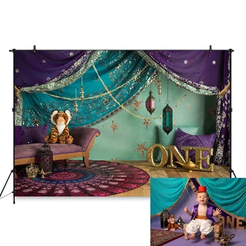 Aladdin Naktį 1-ojo Gimtadienio Fotografijos Fono Vaikai Kostiumas Foto Prop Baby Shower Dekoras Vaikų Photocall Studija