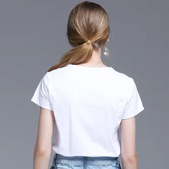 IZEVUS 2019 naujas moterų trumparankoviai flamingo spausdinimo raundo kaklo medvilnės trumparankoviai marškinėliai mados ponios marškinėliai