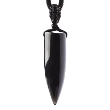 Didmeninė Juodasis Obsidianas Natūralaus Akmens Pendant Crystal Ramstis Karoliai Pasisekė Piktųjų Dvasių Transporto Moterų, Vyrų Mados Juvelyrika