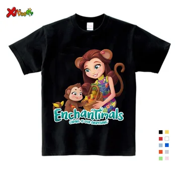 Vaikams, Cartoon t marškinėliai mergaitėms Enchantimals T Shirt Girls/Boys Juokinga Kūdikių Drabužiai Vaikams Vasarai Marškinėlius Vaikus, Drabužiai Vaikams Viršų