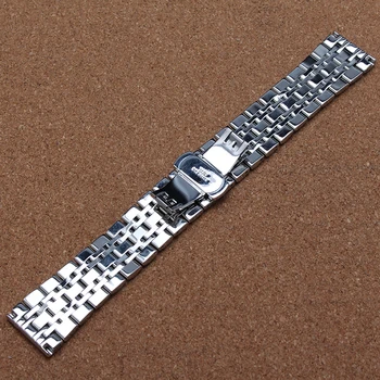 Aukštos kokybės watchband sidabro spalvos metalo, nerūdijančio plieno, laikrodžių dirželiai apyrankę poliruoti 7 granules, kaip 14mm 16mm 18mm 20mm 22mm vyrų valandą