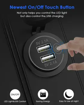 USB Auto Įkroviklis (12V / 24V Automobilinio Cigarečių Degiklio Lizdo Dual Adapteris Embedded Adapteris Su Palieskite Mygtuką, 3.0 Greitai