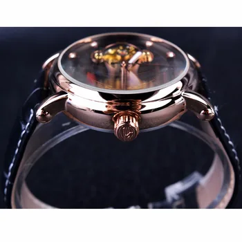 Forsining Mados Prabangos Serijos Šviesos Dizaino Rose Golden Atveju Vyrai Žiūrėti Top Brand Tourbillion Diamond Ekranas Automatinis Laikrodis