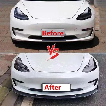 Naujas 3Pcs Anglies Pluošto Išvaizdą/Juoda Automobilio Bamperio Splitter Lūpų Kūno Komplektas, Spoileris, Difuzorius Apsaugas Tesla Model 3 Sedanas 2016-2019