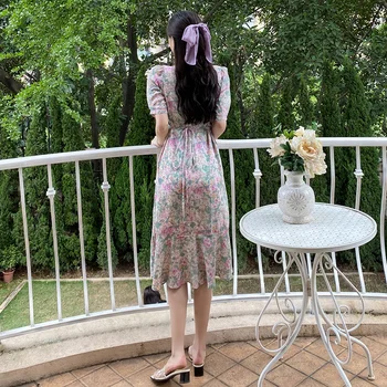 Ilgai Gėlių Moterų Šifono Suknelė Vasaros 2020 Kilimo Ir Tūpimo Tako Derliaus Elegantiškas Vakarėlis Suknelė Bohemijos Retro Korėjos Slim Atostogų Suknelė