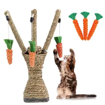 Katė Vyriais Medžio Laipiojimo Valdybos Žaislai Katėms Interaktyvių Gamtos Šiaudų Virvę Sizalio Kačiukas Kapstytis Po Žaislas Su Morkomis