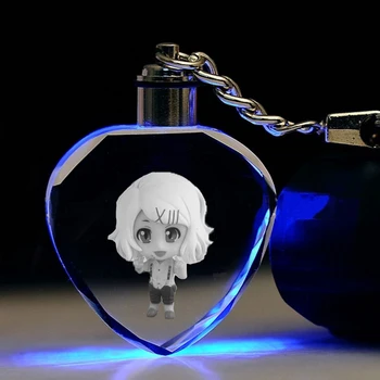 COSANER Tokijo Pabaisa Širdies Formos Anime LED Raktų pakabukai LOGOTIPAS paketų prižiūrėtojų raktinę Kristalų Žaislas Pultelio Šviesos Keyholder Unisex Dovanos
