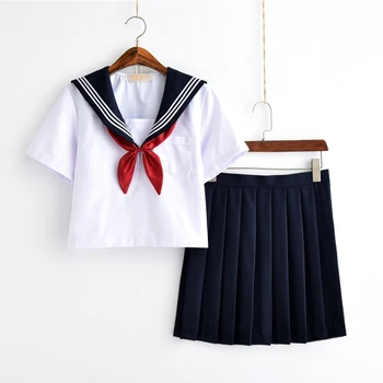 Balta Moksleivė Vienodos Klasės Japonų karinio jūrų Laivyno Jūreivis Mokyklos Studentų Uniformų Drabužių Mergaičių Anime COS Sailor Navy Kombinezonas 2021