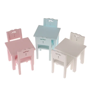 Medinis Valgomojo Stalas, Kėdės Modelis Nustato Modeliavimas Lėlių Aksesuaras Apdaila, 1:12 Lėlių Namelio Baldai Miniatiūriniai