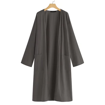 ZANZEA 2021 m. Vasarą Ilgai Viršūnes Moterų Megztinis ilgomis Rankovėmis Moteriška Palaidinė Atvira Dygsnio Marškinėliai Paplūdimys Padengti Iki Outwear Kimono Kailis S-5XL