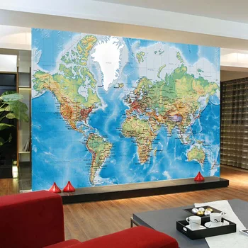 3D Tapetai Sienos Užsakymą Sienos Freskos neaustinių Sienos Popieriaus Šiuolaikinio Pasaulio Žemėlapio Kambarį Sėdi Kambaryje Sofa Fone Namų Dekoro