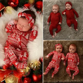 JAV Naujagimis Vaikas Baby Girl Kalėdų Drabužius Romper Top marškinėliai Kelnės Kalėdos Komplektai
