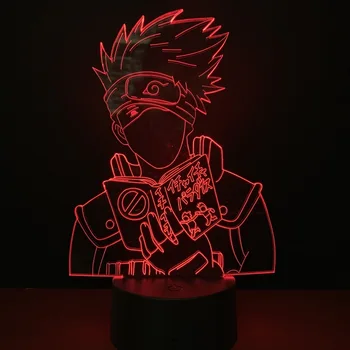 Hatake Kakashi NARUTO Stalo Lempa Įvairiaspalvis 3D Iliuziją, Stalo Lempos Japonijos Klasikinio Anime LED Vaikai Naktį Šviesos APP Kontrolės