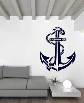 Jūrinis inkaras vinilo sienos lipdukas laivybos entuziastai patalpų vonios kambarys, vonia namų puošybai meno sienos lipdukas 1HH14