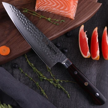 8 colių Japonijos damasko plieno chef peilis Gyuto virtuvės peiliai profesinės plaktukas, peilis suši Lašišos gabaliuką klasikinis stalo įrankiai