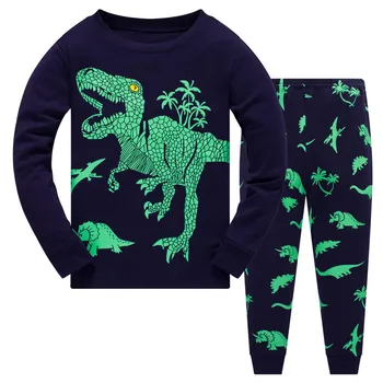 Kūdikių Žiemos Drabužių Berniuko, Vaikams, Cartoon Dinozaurų marškinėliai Topai+ Kelnės Pižama Sleepwear Komplektus Nustatyti Kietas Išlaikyti Šiltas