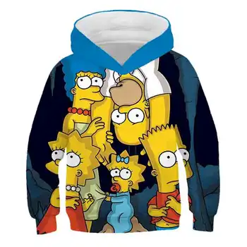 3D kūdikių berniukų Simpson hoodies vaikai Anime Muzika hip-hop megztinis berniukui drabužių sudaderas Mados atsitiktinis palaidinės rudenį viršūnės