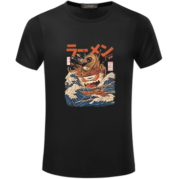 Japonijos Streetwear T-Shirt Hip-Hop trumpomis Rankovėmis Marškinėlius Harajuku Labai Ramen Off Kanagawa Animacinių filmų Marškinėliai Vyrams ir Moterims S5MC45
