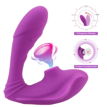 Dvigubos Vibracijos Čiulpti Makšties Vibratorius Klitorio Makšties G taško Stimuliacija Sekso Žaislai Moteris Spenelių Gyvis 10 Greitis