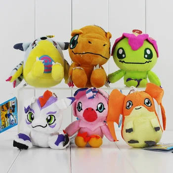 10CM Digimon Pliušiniai Žaislai Gabumon Agumon Gomamon Piyomon Palmon Patamon Minkšti Kimštiniai Lėlės Su Keychain Vaikas Dovanos