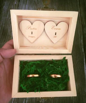 Asmeninį Žiedas Langas,Medinis Žiedas Beaer Lauke,Kaimiškas Vestuvinį Žiedą Turėtojas,Custom Graviruotas Žiedas Dėžutę