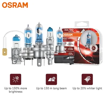 OSRAM H1 H3 H4 H7, H8, H11 9003 9005 9006 HB2 HB3 HB4 Halogeninės Night Breaker Lazerio naujos Kartos 12V +150% Ryškus, Automobilių Žibintai, Pora