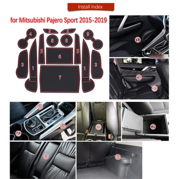 Anti-Slip Gumos Vartų Angą Taurės Kilimėlis Mitsubishi Pajero Sport 2016 2017 2018 2019 Montero Shogun Durų Groove Kilimėlis Lipdukai