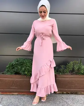 Prakaito Musulmonų Maldos Suknelė, Hijab Moterų Jilbab Arabų Kimono Maxi Abaja Pynimas Nėriniai-up Suknelė-Chalatas, pamaldos, Islamo Apranga