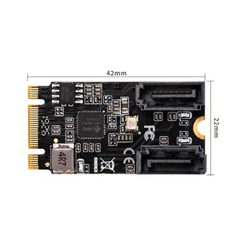 Nemokama Vairuotojo Kortelės Adapteris, skirtas M. 2 PCI Express Sata3 B-Key + M-Raktas į 2 Uostai SATA 6Gbp/s PCIe 3.0 Autobusų 22*41mm Dydžio, Juoda Lenta